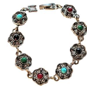 Dainty Multi Colored Stone Chain Bracelet